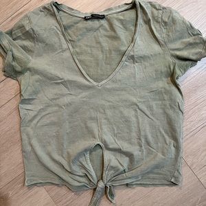 Zara olive green cropped short sleeve